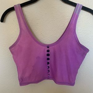 Tiki yoga crop tank top s/m tie-dye wash pink purple fade w/ moon phase